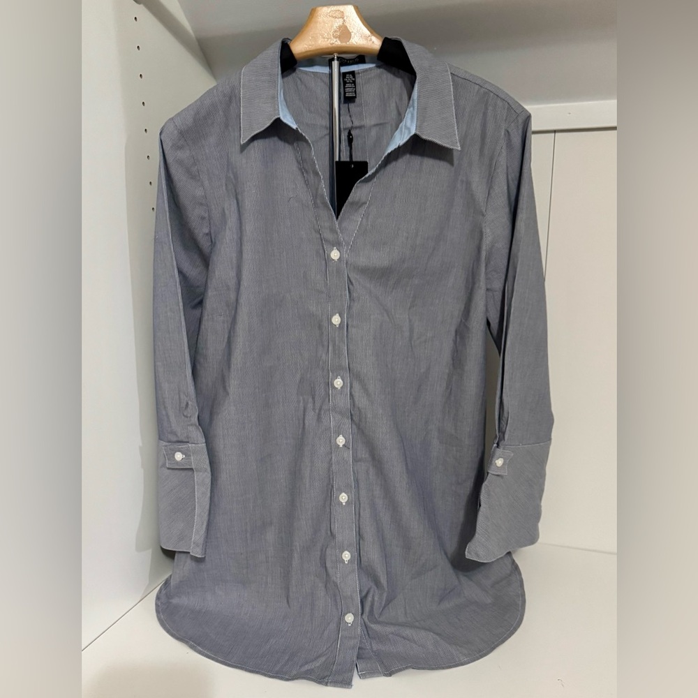 Jones New York Women’s Black Combo Striped Button-Down Shirt Size XL NWT